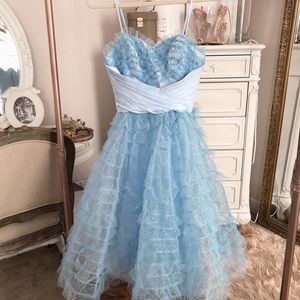Unique Vintage Blue Tulle Dress